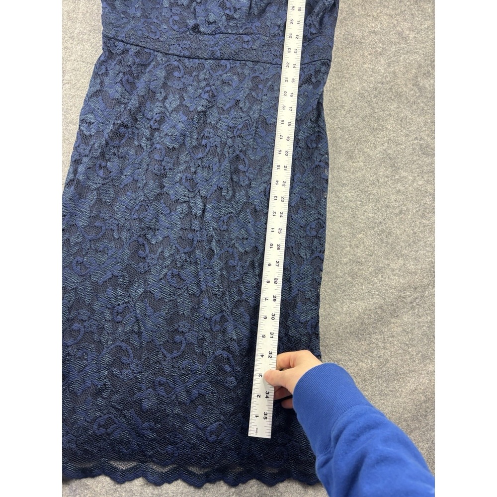 Calvin Klein Womens 10 Navy Stretch Sleeveless Textured Lace Sheath Dress Classy - Picture 2 of 6